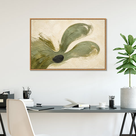 INVIN ART Framed Canvas 100% Handpainted Oil Painting Olive Petal Flow Wall Art