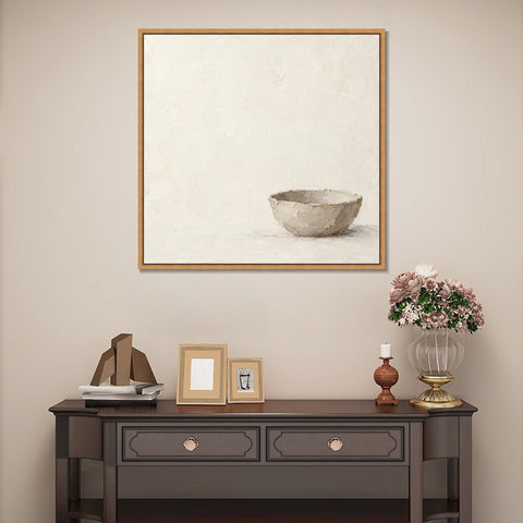 INVIN ART Framed Canvas 100% Handpainted Oil Painting An Empty Bowl Wall Art