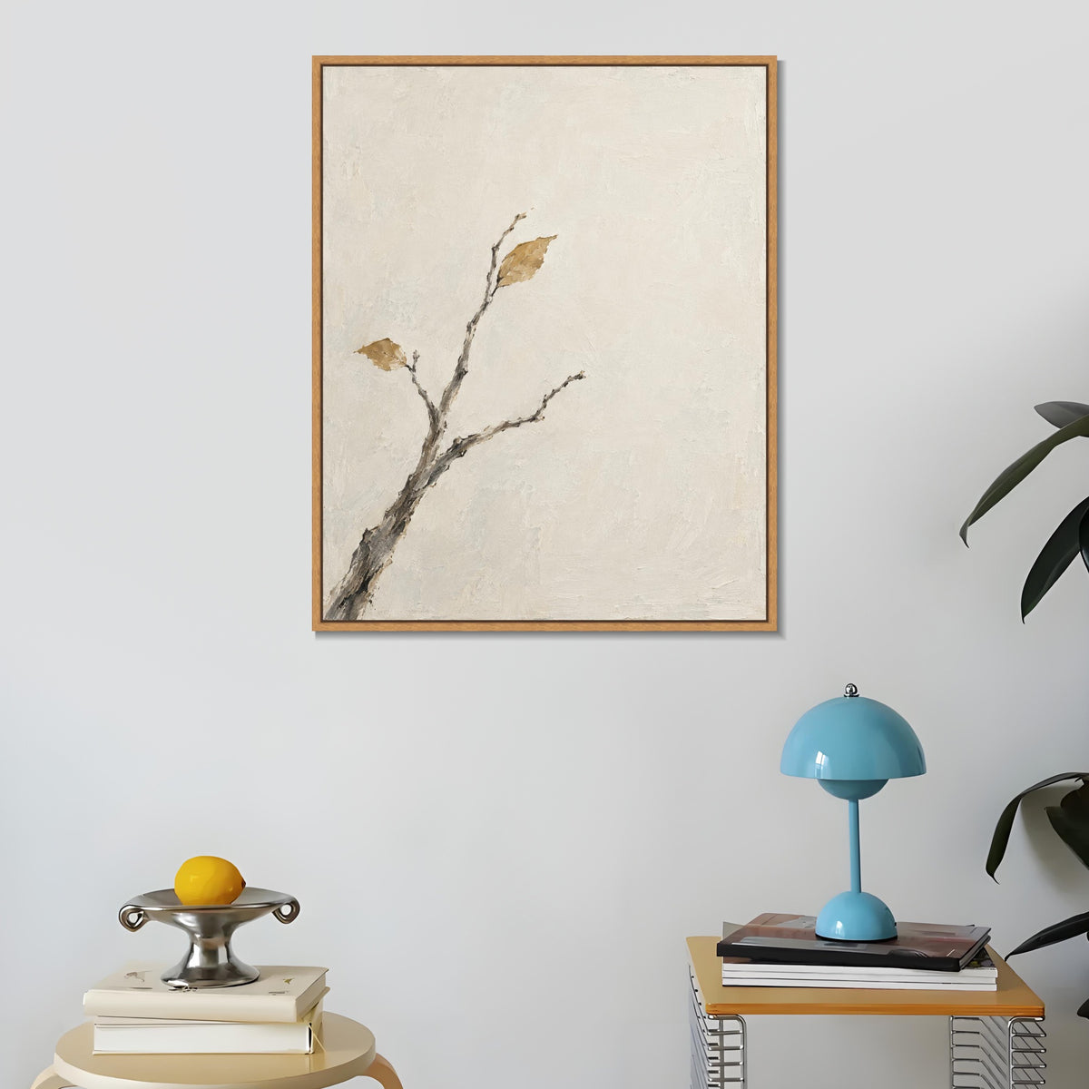 INVIN ART Framed Canvas 100% Handpainted Oil Painting Branch in Open Space Wall Art