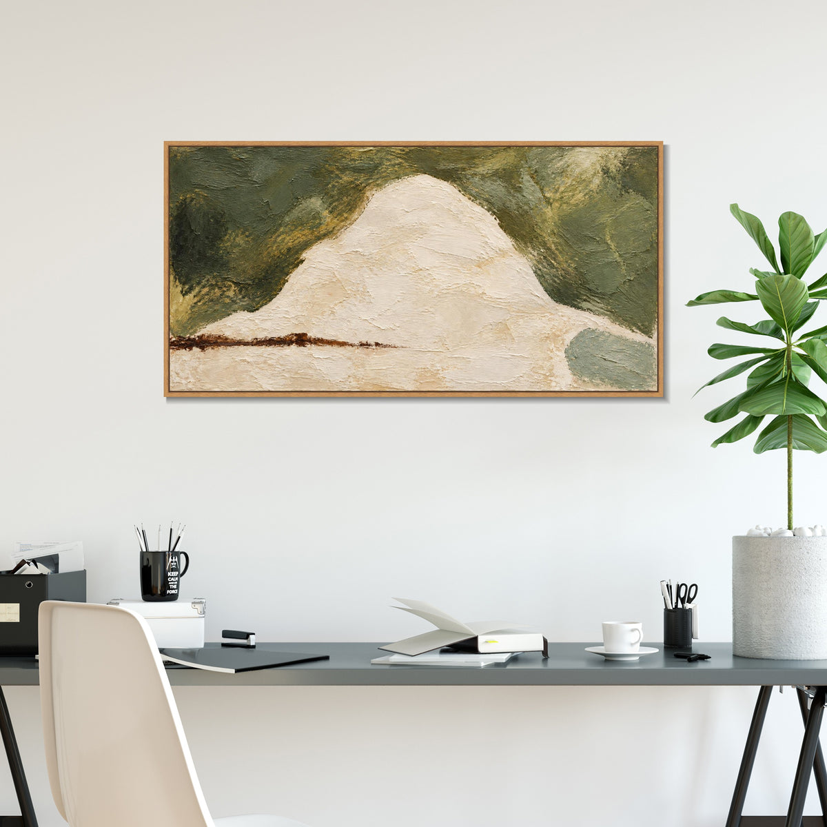 INVIN ART Framed Canvas 100% Handpainted Oil Painting Pale Hill Wall Art