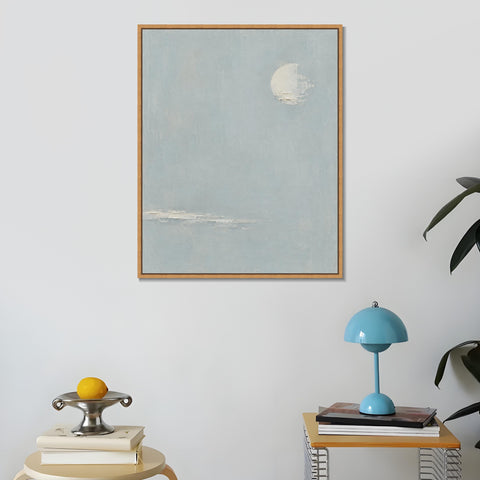 INVIN ART Framed Canvas 100% Handpainted Oil Painting Moon Above the Shallows Wall Art