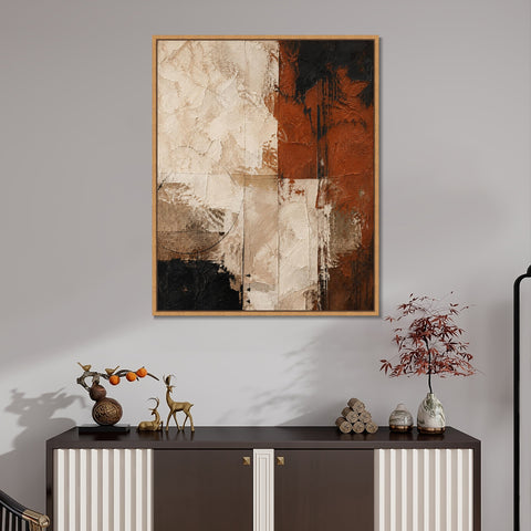 INVIN ART Framed Canvas 100% Handpainted Oil Painting Rust on a Weathered Wall Wall Art