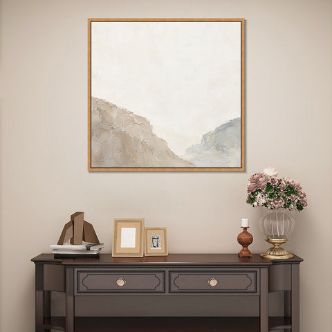 INVIN ART Framed Canvas 100% Handpainted Oil Painting Two Sides of an Empty Valley Wall Art
