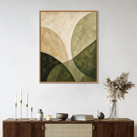 INVIN ART Framed Canvas 100% Handpainted Oil Painting Leaf-Shaped Color Fields Wall Art
