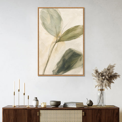 INVIN ART Framed Canvas 100% Handpainted Oil Painting Unfolding Green Leaves Wall Art