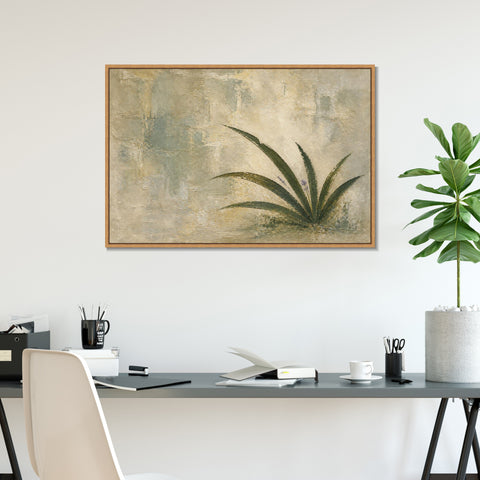 INVIN ART Framed Canvas 100% Handpainted Oil Painting Low Green Leaves Wall Art