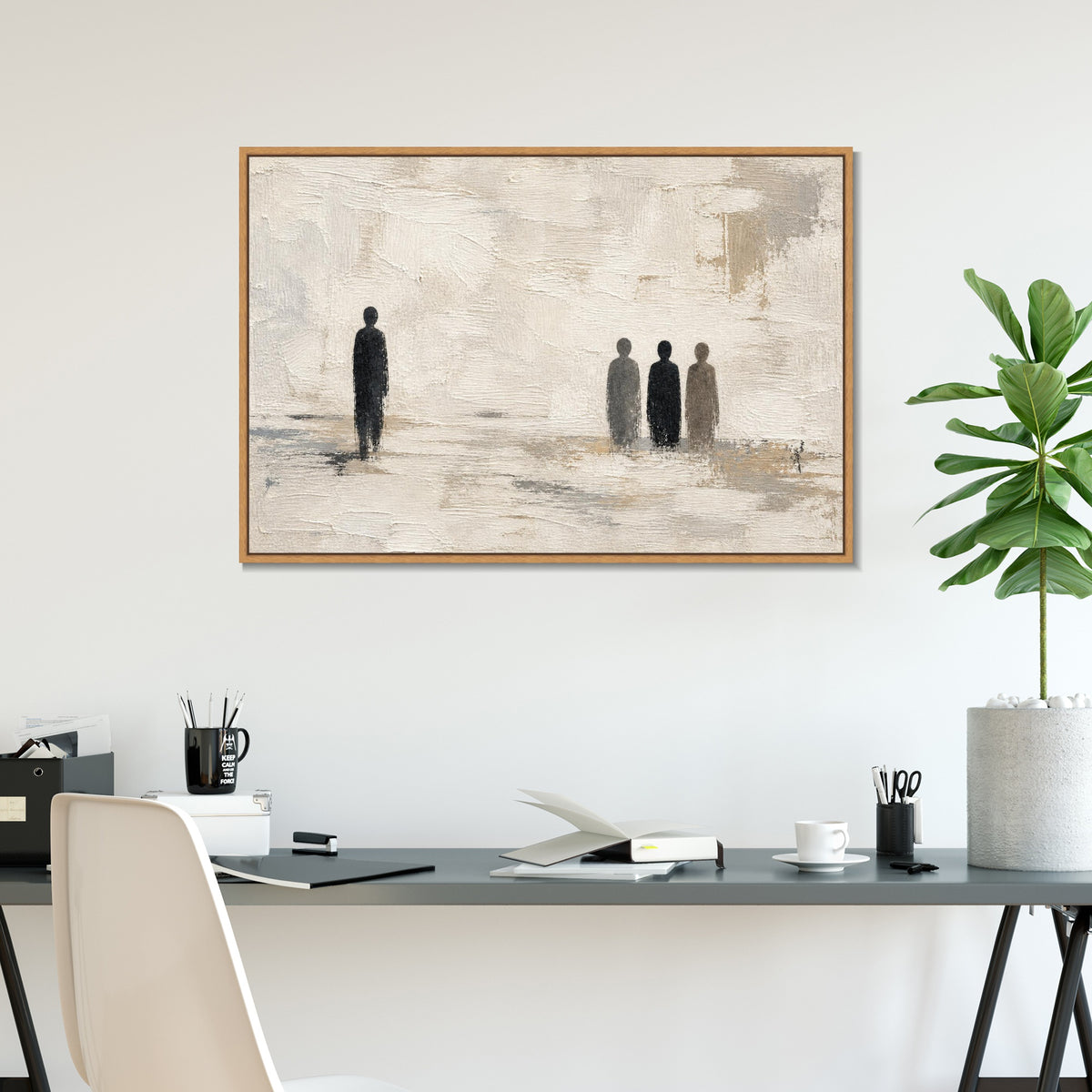 INVIN ART Framed Canvas 100% Handpainted Oil Painting Near and Far Wall Art