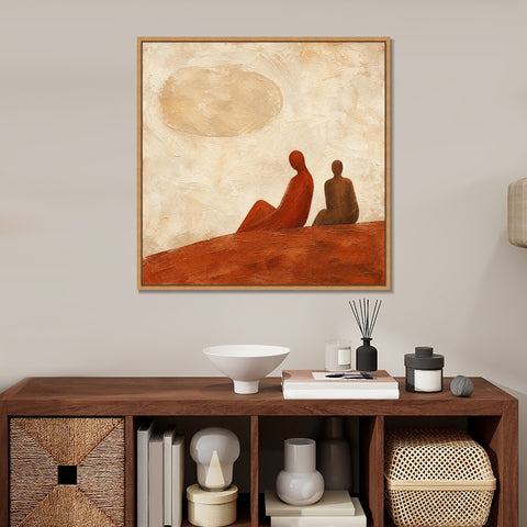 INVIN ART Framed Canvas 100% Handpainted Oil Painting Beneath the Golden Sky Wall Art