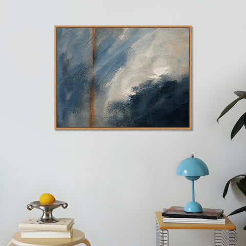 INVIN ART Framed Canvas 100% Handpainted Oil Painting Blue Direction Wall Art