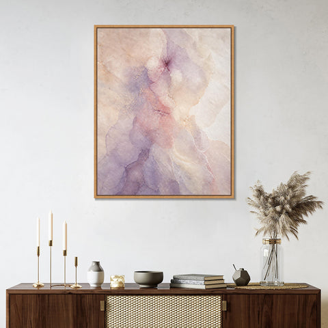INVIN ART Framed Canvas 100% Handpainted Oil Painting Blush and Lavender Mist Wall Art