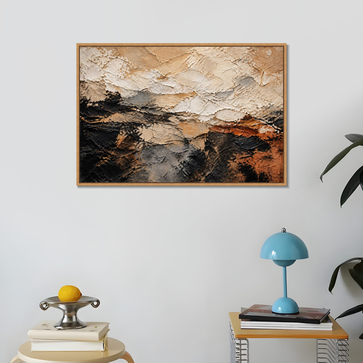 INVIN ART Framed Canvas 100% Handpainted Oil Painting Rising Rock Layers Wall Art