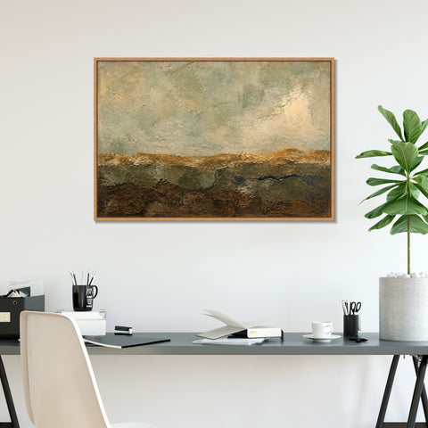 INVIN ART Framed Canvas 100% Handpainted Oil Painting Bearing Earth-Tone Landscape Wall Art