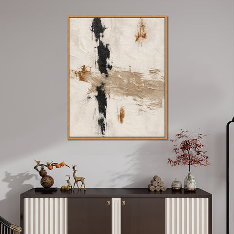 INVIN ART Framed Canvas 100% Handpainted Oil Painting Crossed Brush Marks Wall Art