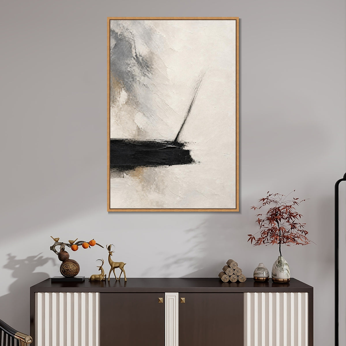INVIN ART Framed Canvas 100% Handpainted Oil Painting A Fine Line Rising Wall Art
