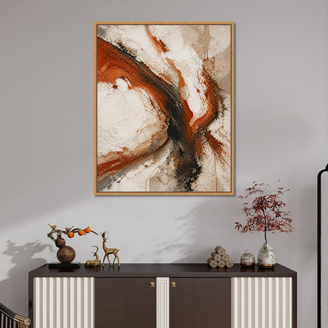 INVIN ART Framed Canvas 100% Handpainted Oil Painting Rust and Black Current Wall Art