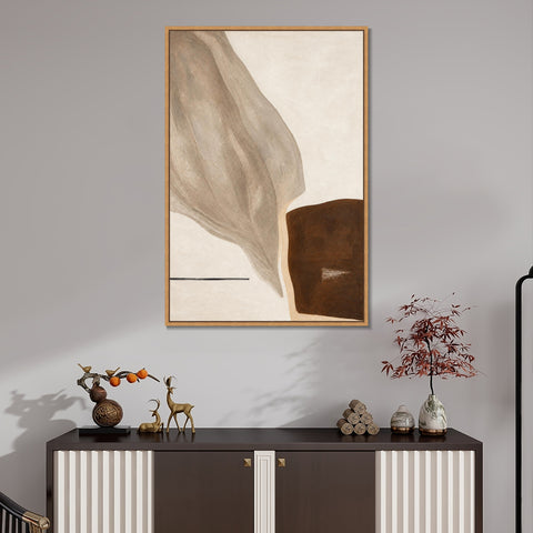 INVIN ART Framed Canvas 100% Handpainted Oil Painting A Pale Leaf Descending Wall Art