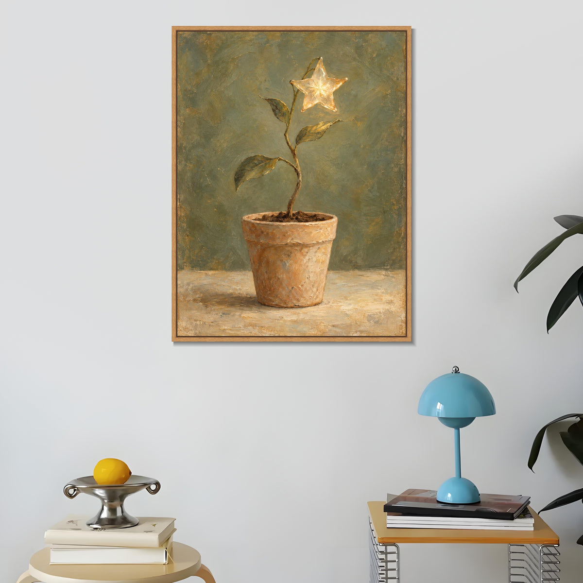INVIN ART Framed Canvas 100% Handpainted Oil Painting A Growing Star Wall Art