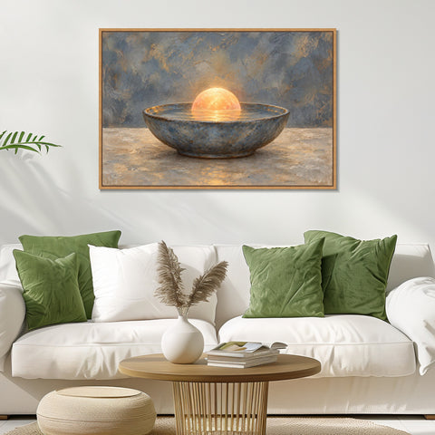 INVIN ART Framed Canvas 100% Handpainted Oil Painting Sunrise Within the Bowl Wall Art