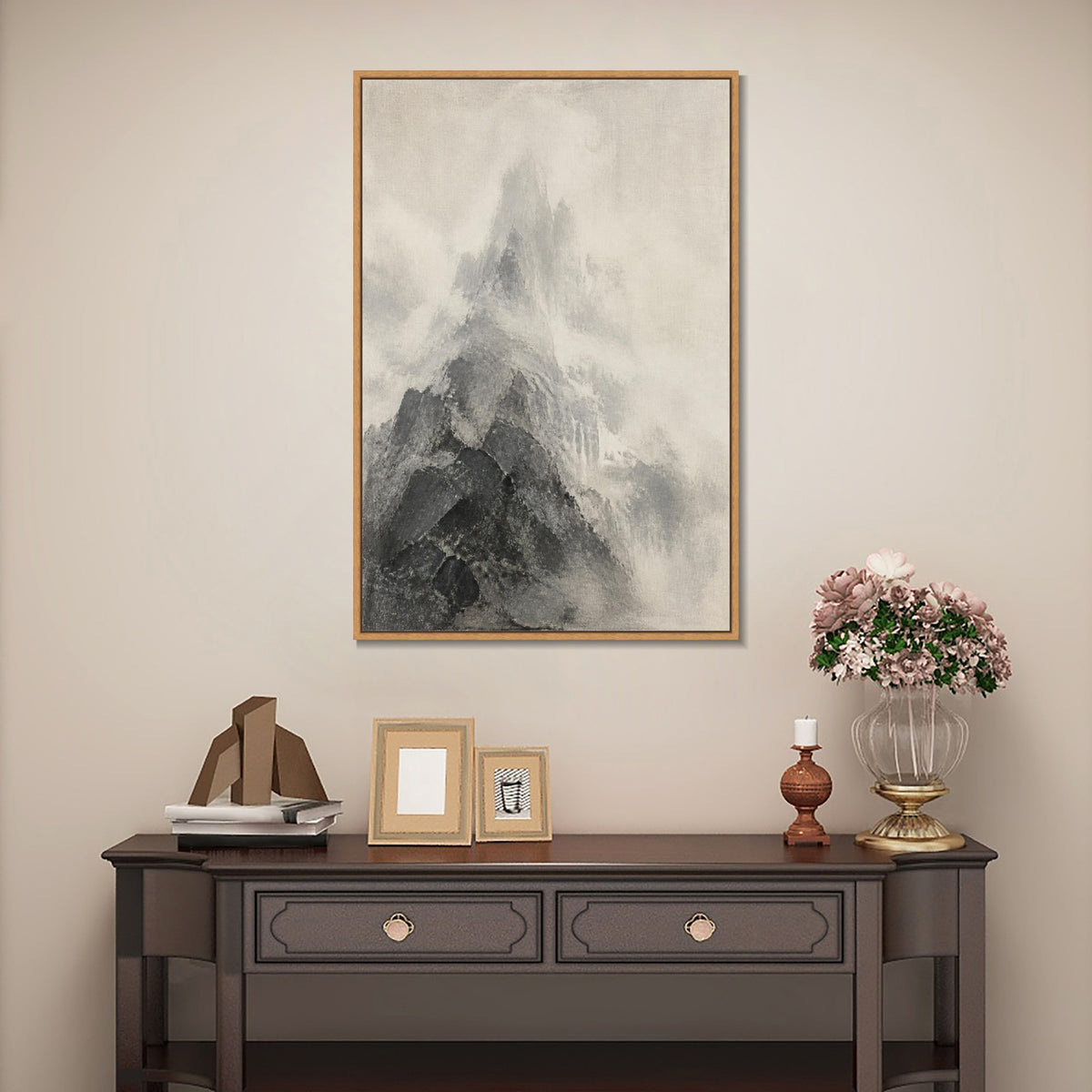INVIN ART Framed Canvas 100% Handpainted Oil Painting The Unseen Summit Wall Art