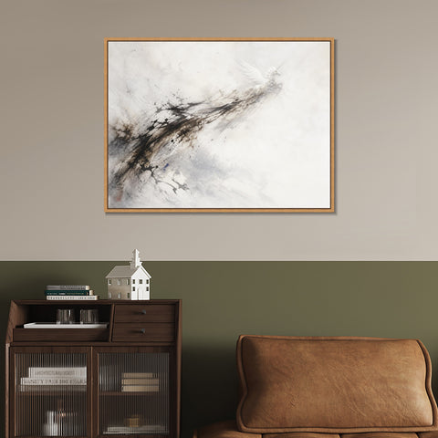 INVIN ART Framed Canvas 100% Handpainted Oil Painting Unicorn in Ink and Mist Wall Art