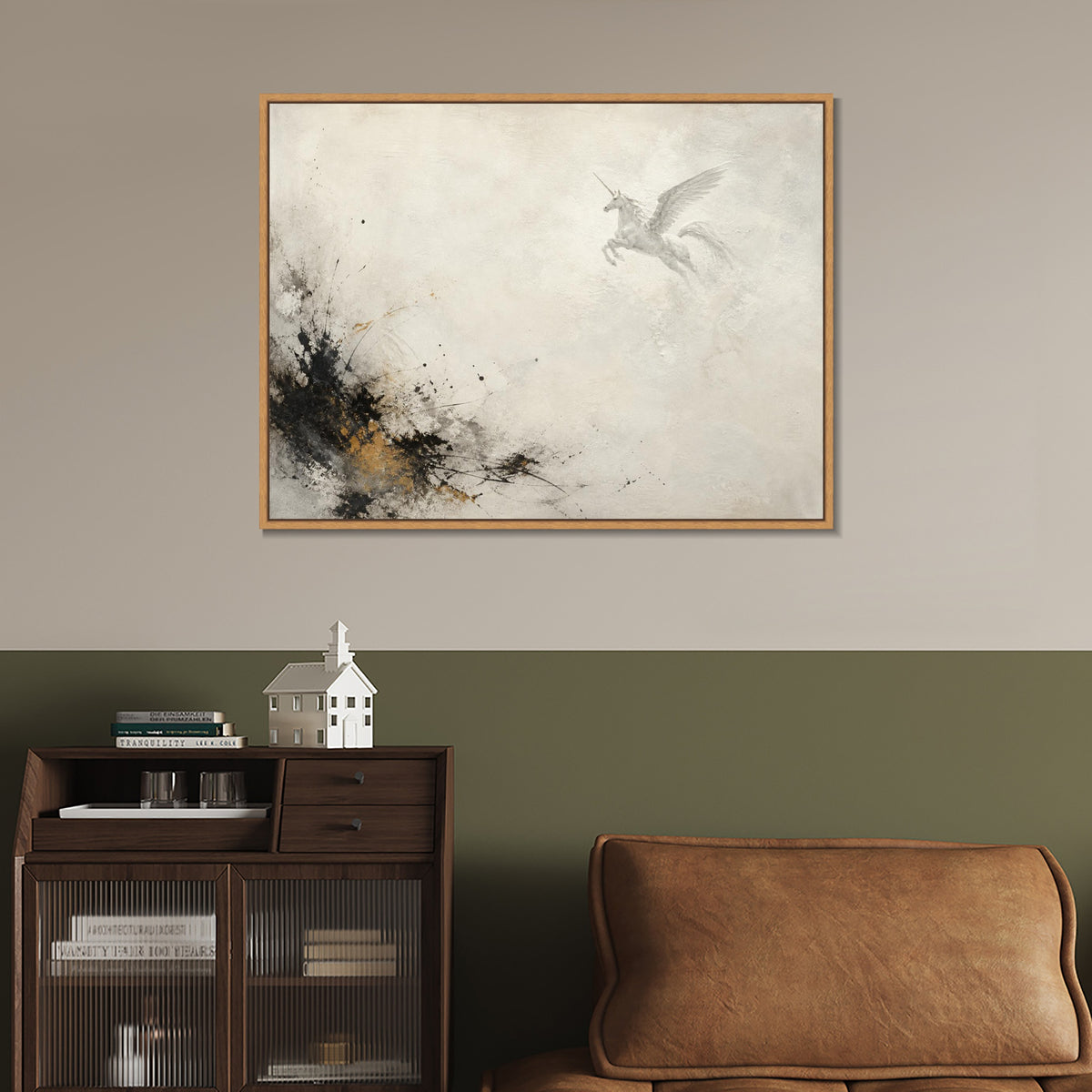 INVIN ART Framed Canvas 100% Handpainted Oil Painting Flight Through Open Space Wall Art