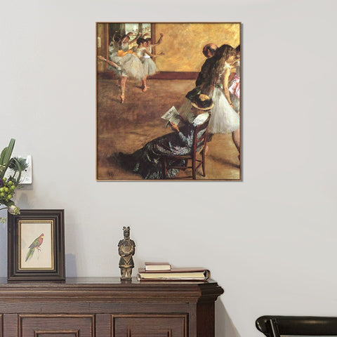 INVIN ART Framed Canvas Giclee Print Art Ballet Class by Edgar Degas Wall Art Living Room Home Office Decorations
