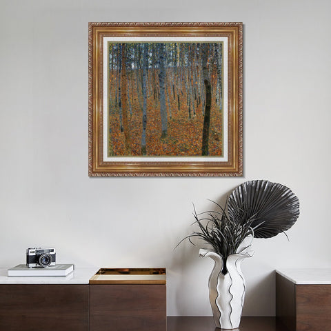 INVIN ART Framed Canvas Giclee Print Art Beech Grove by Gustav Klimt Wall Art Living Room Home Office Decorations