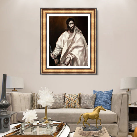 INVIN ART Framed Canvas Art Giclee Print Saint Bartholomew by El Greco Wall Art Living Room Home Office Decorations