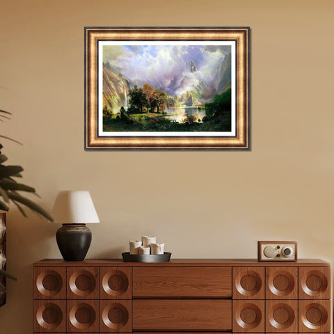 INVIN ART Framed Canvas Art Giclee Print Rocky Mountain Landscape by Albert Bierstadt Wall Art Living Room Home Office Decorations
