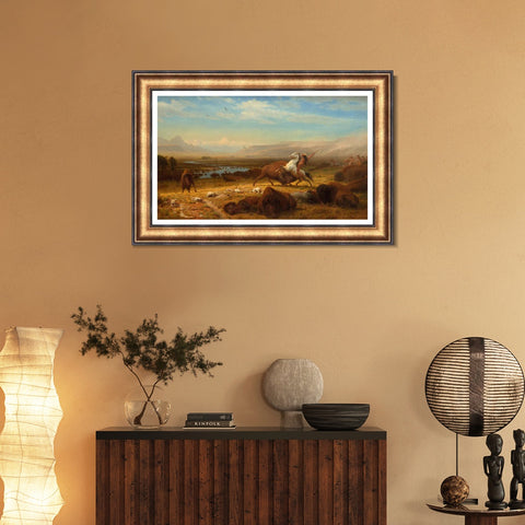 INVIN ART Framed Canvas Art Giclee Print The Last Of The Buffalo by Albert Bierstadt Wall Art Living Room Home Office Decorations