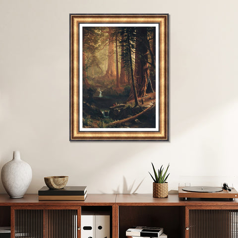 INVIN ART Framed Canvas Art Giclee Print Giant Redwood Trees of California 1874 by Albert Bierstadt Wall Art Living Room Home Office Decorations