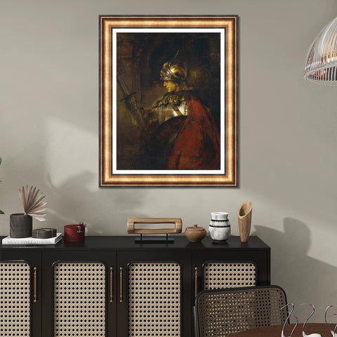 INVIN ART Framed Canvas Art Giclee Print A Man in Armour by Rembrandt Harmenszoon van Rijn Wall Art Living Room Home Office Decorations