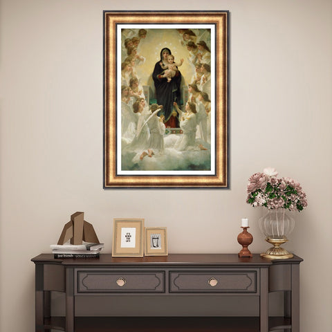 INVIN ART Framed Canvas Art Giclee Print The Virgin With Angels(1900) by William Adolphe Bouguereau Wall Art Living Room Home Office Decorations