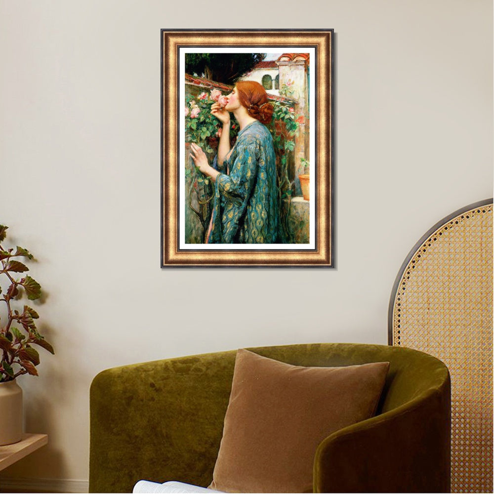INVIN ART Framed Canvas Art Giclee Print The Soul of The Rose, 1908 by John William Waterhouse Wall Art