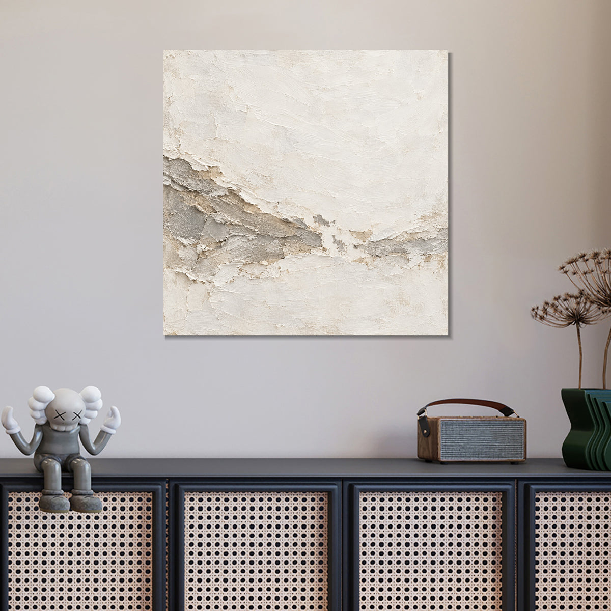 INVIN ART Framed Canvas 100% Handpainted Oil Painting Chalk Tidemark Wall Art