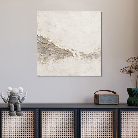INVIN ART Framed Canvas 100% Handpainted Oil Painting Chalk Tidemark Wall Art