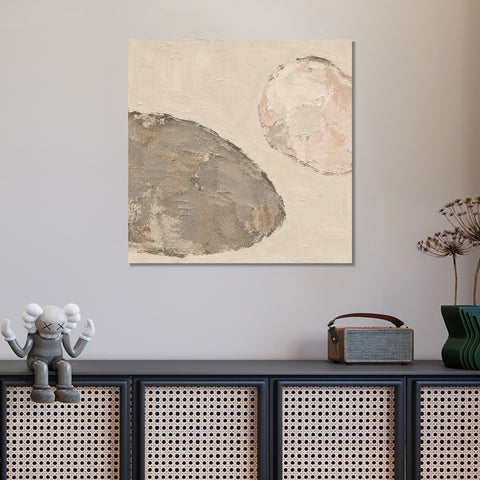 INVIN ART Framed Canvas 100% Handpainted Oil Painting Between Two Stones Wall Art