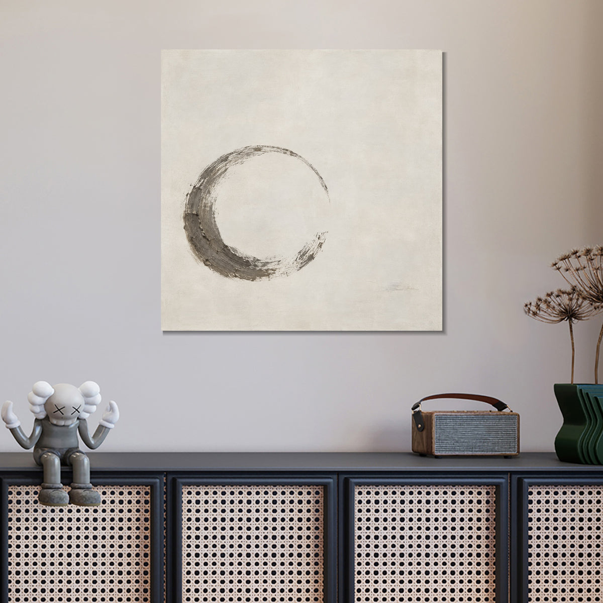 INVIN ART Framed Canvas 100% Handpainted Oil Painting Unfinished Circle Wall Art
