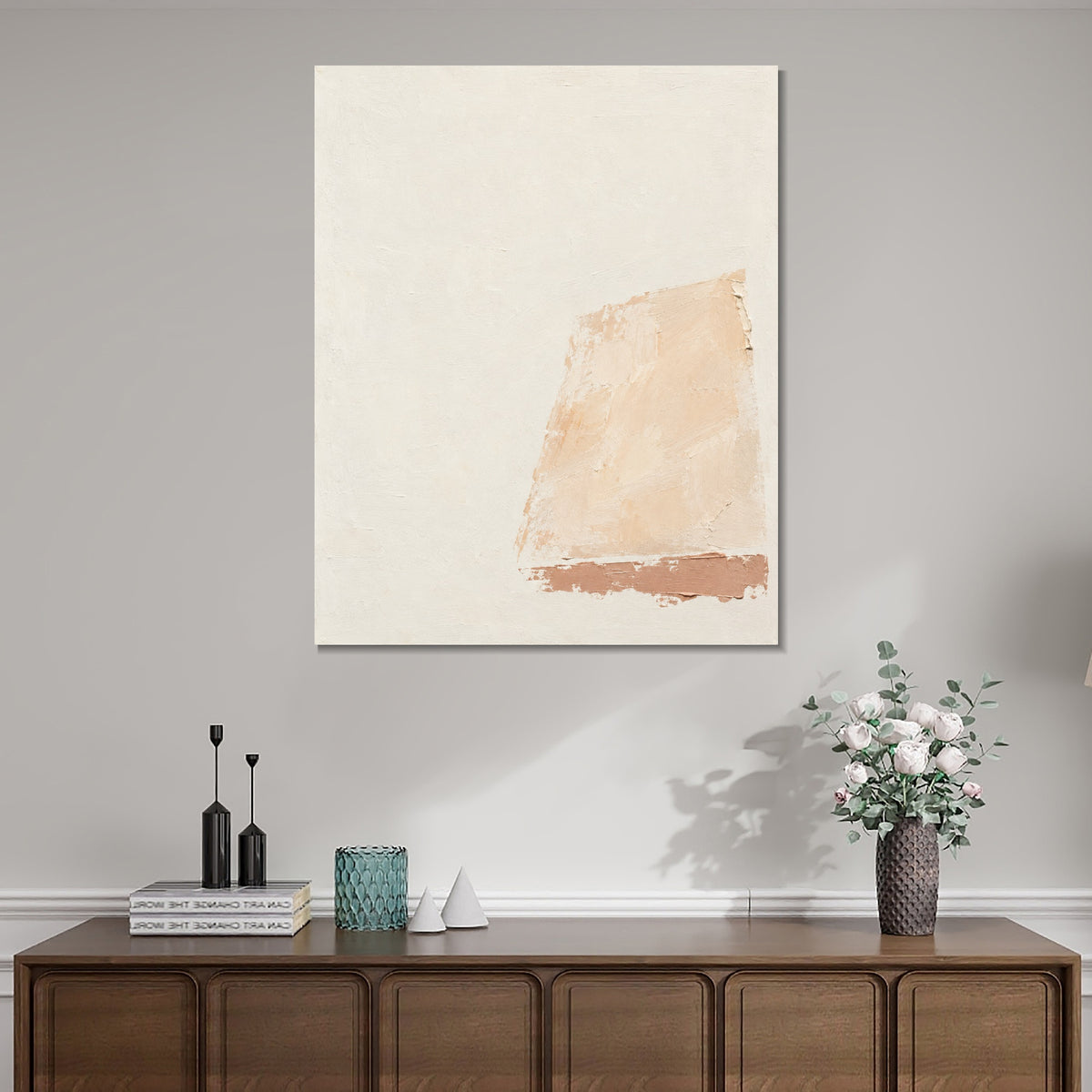 INVIN ART Framed Canvas 100% Handpainted Oil Painting Afternoon on Limewashed Walls Wall Art