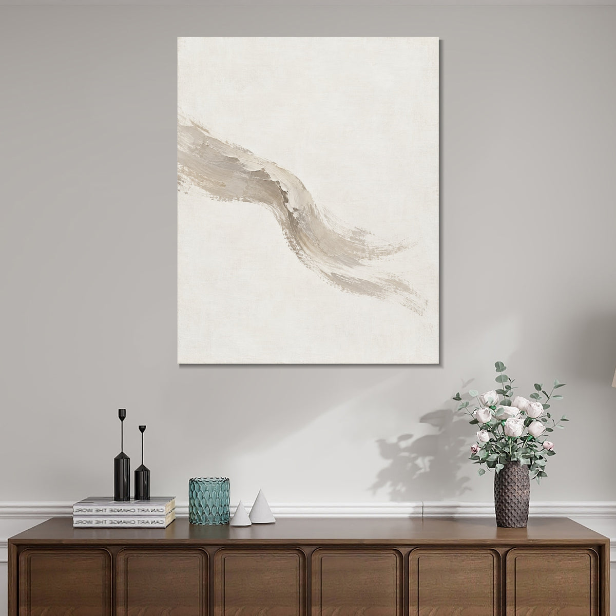 INVIN ART Framed Canvas 100% Handpainted Oil Painting Wind Across Linen Wall Art
