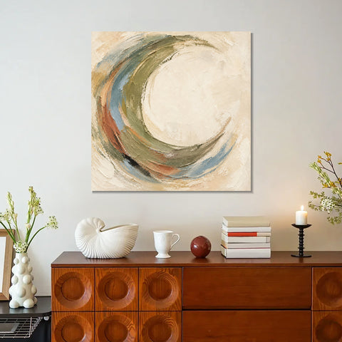 INVIN ART Framed Canvas 100% Handpainted Oil Painting Circular Current Wall Art