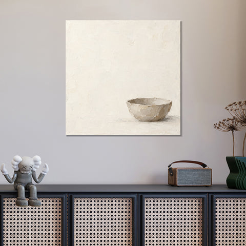 INVIN ART Framed Canvas 100% Handpainted Oil Painting An Empty Bowl Wall Art