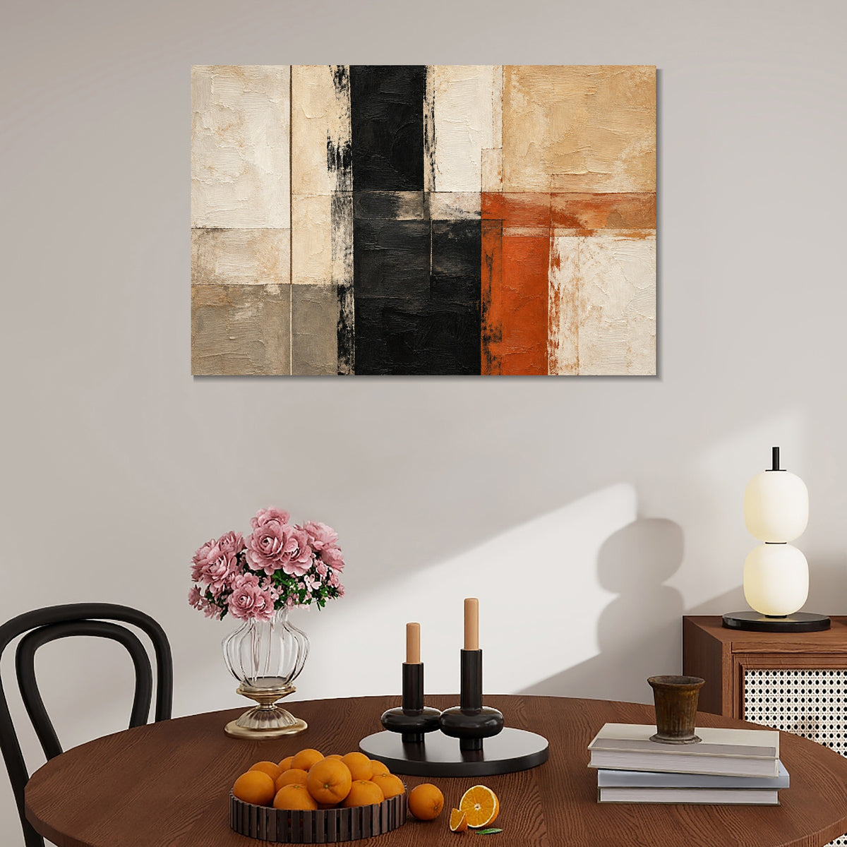 INVIN ART Framed Canvas 100% Handpainted Oil Painting Black and Rust Junction Wall Art