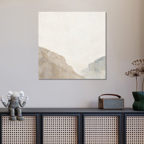 INVIN ART Framed Canvas 100% Handpainted Oil Painting Two Sides of an Empty Valley Wall Art