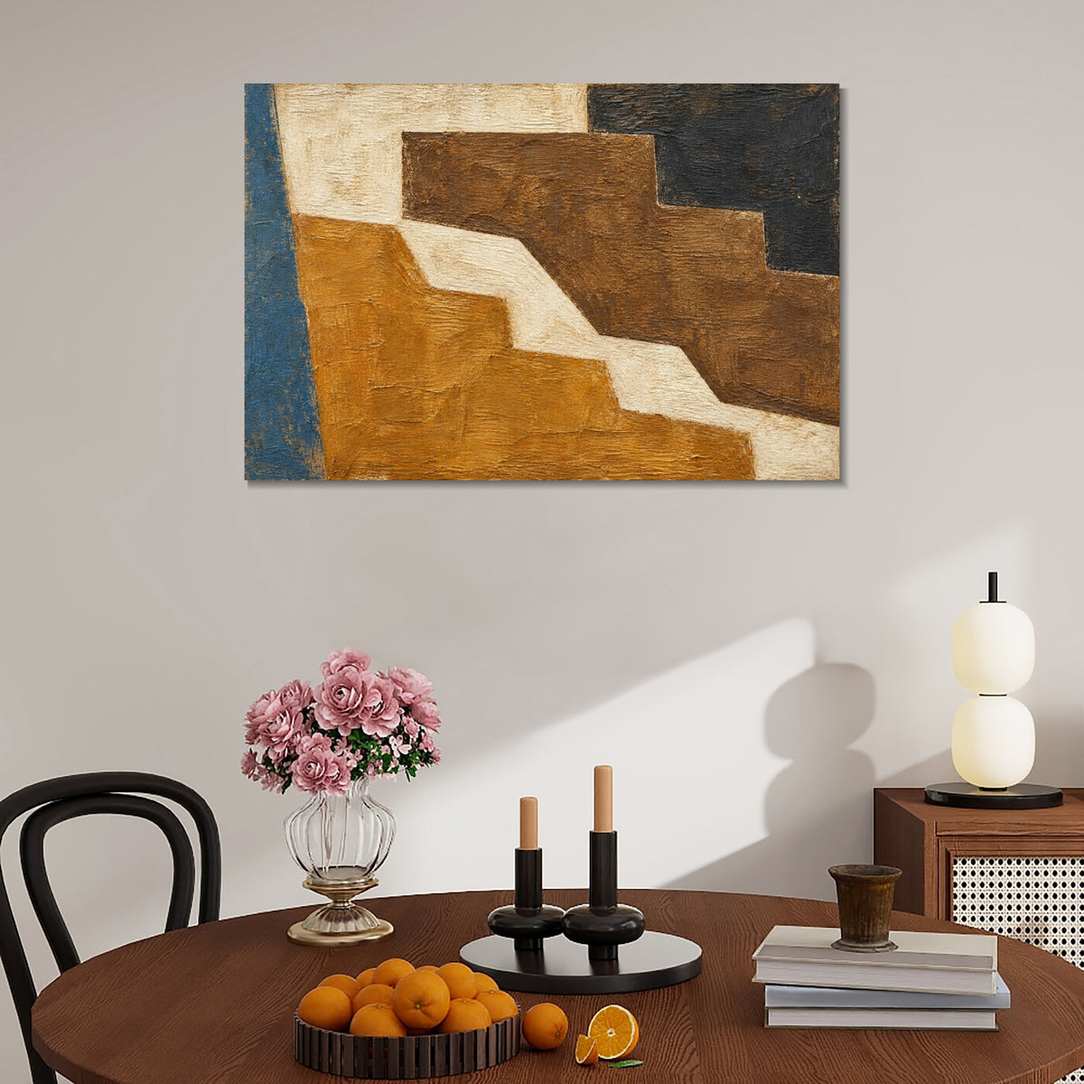 INVIN ART Framed Canvas 100% Handpainted Oil Painting Ochre Terraces Wall Art