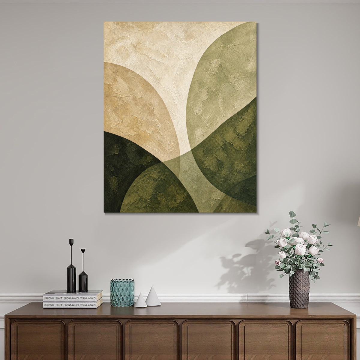 INVIN ART Framed Canvas 100% Handpainted Oil Painting Leaf-Shaped Color Fields Wall Art