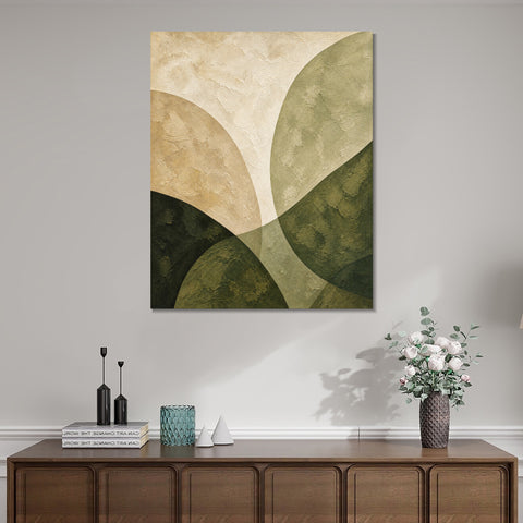 INVIN ART Framed Canvas 100% Handpainted Oil Painting Leaf-Shaped Color Fields Wall Art