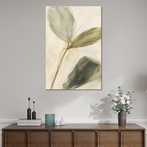 INVIN ART Framed Canvas 100% Handpainted Oil Painting Unfolding Green Leaves Wall Art