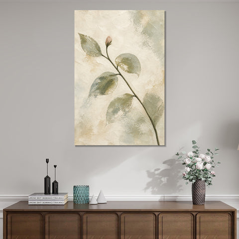 INVIN ART Framed Canvas 100% Handpainted Oil Painting First Bud on the Branch Wall Art