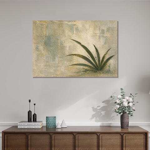INVIN ART Framed Canvas 100% Handpainted Oil Painting Low Green Leaves Wall Art